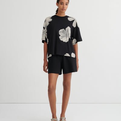 Oversized Boxy Tee - Monochrome Floral