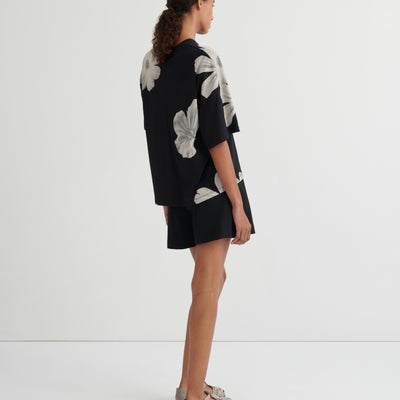 Oversized Boxy Tee - Monochrome Floral