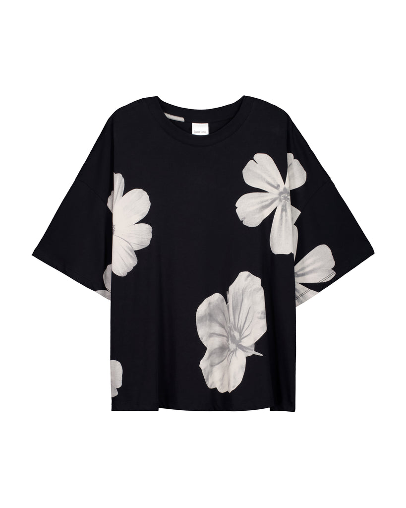 Oversized Boxy Tee - Monochrome Floral