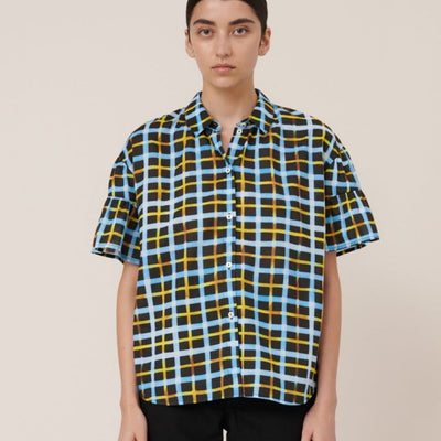 Painterly Blouse - Neon Tartan