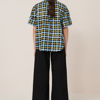 Painterly Blouse - Neon Tartan