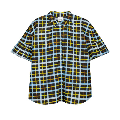 Painterly Blouse - Neon Tartan