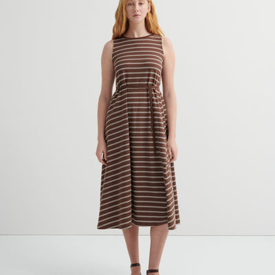 Tank Swing Dress - Brown Stripe