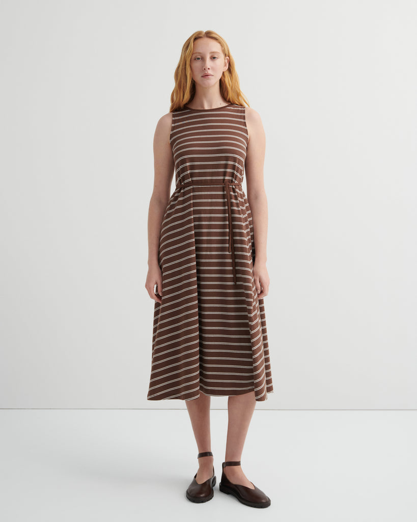 Tank Swing Dress - Brown Stripe