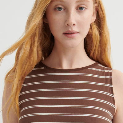 Tank Swing Dress - Brown Stripe