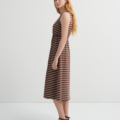 Tank Swing Dress - Brown Stripe
