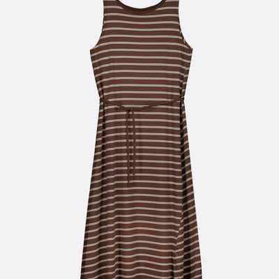 Tank Swing Dress - Brown Stripe