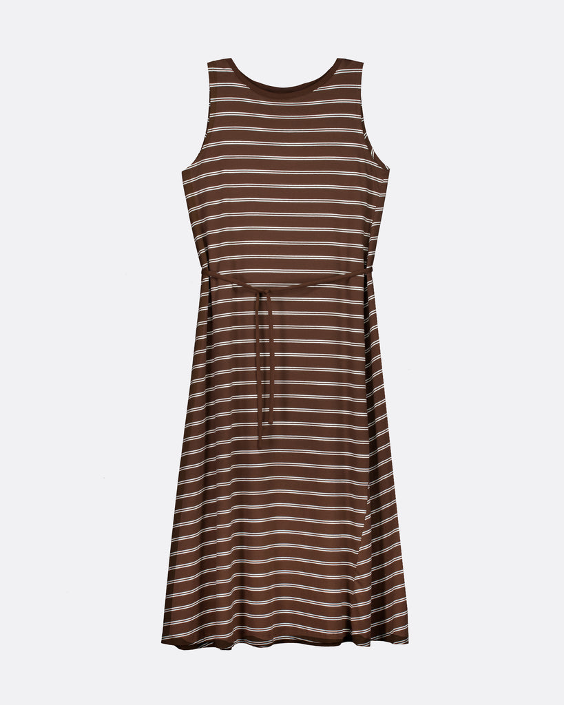 Tank Swing Dress - Brown Stripe