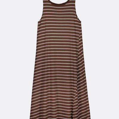 Tank Swing Dress - Brown Stripe