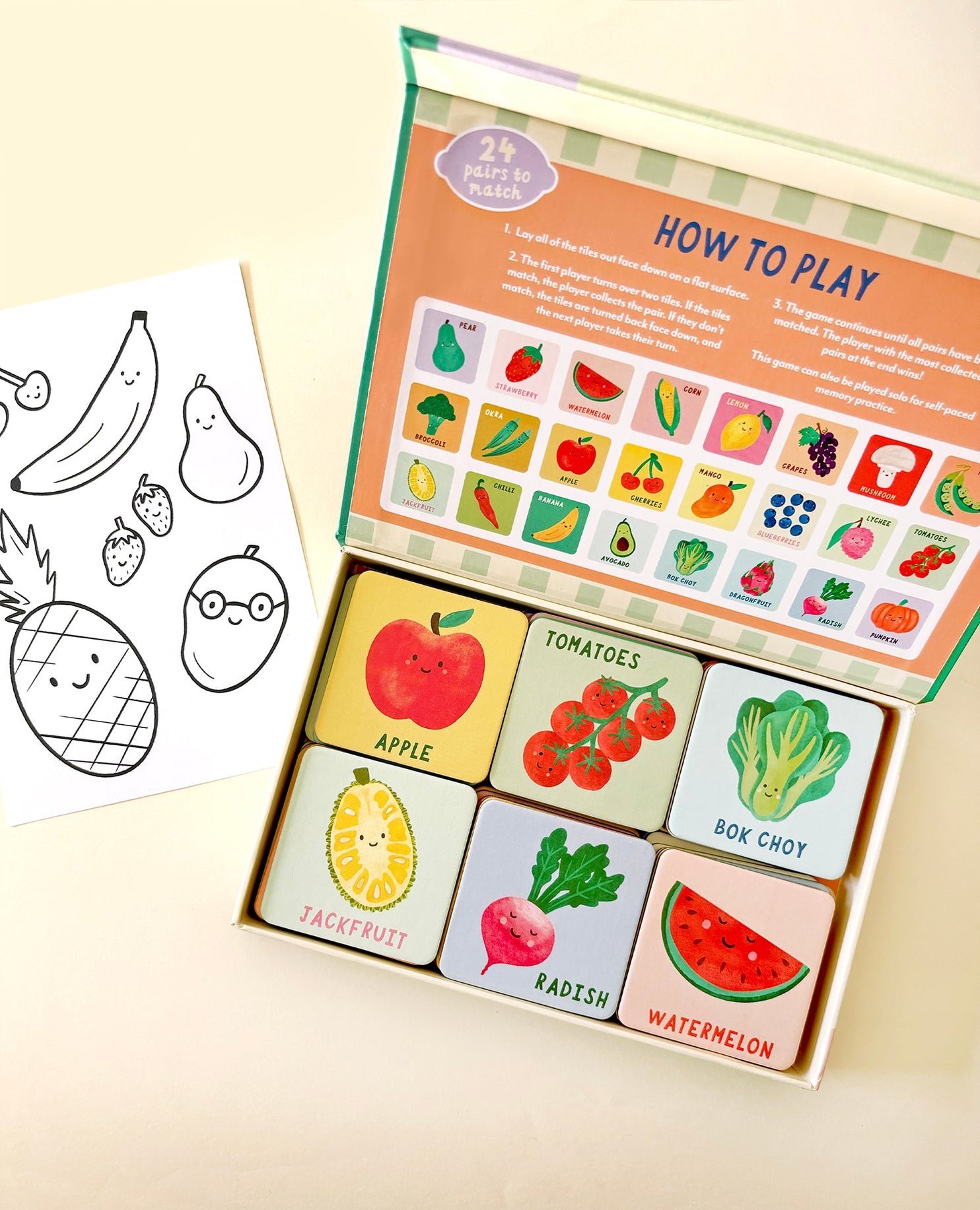 Lauren Sissons | Fruit & Veg Memory & Matching Game | Shop NZ – PAPER PLANE