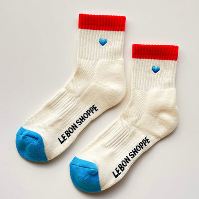 Colour Block Girlfriend Socks - Red & Blue