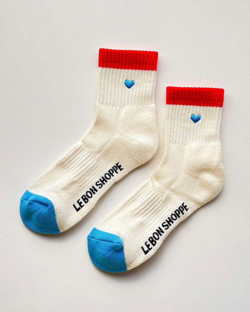 Colour Block Girlfriend Socks - Red & Blue