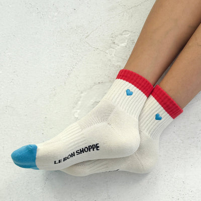 Colour Block Girlfriend Socks - Red & Blue