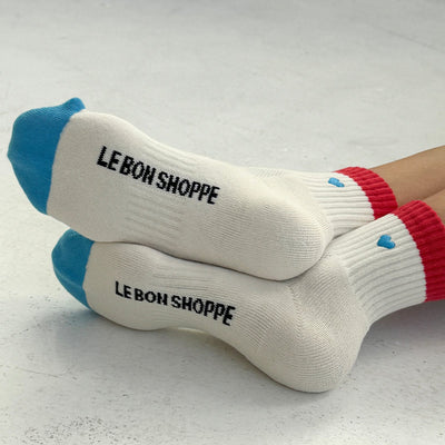 Colour Block Girlfriend Socks - Red & Blue