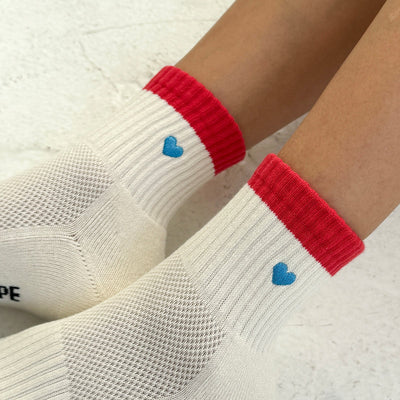 Colour Block Girlfriend Socks - Red & Blue