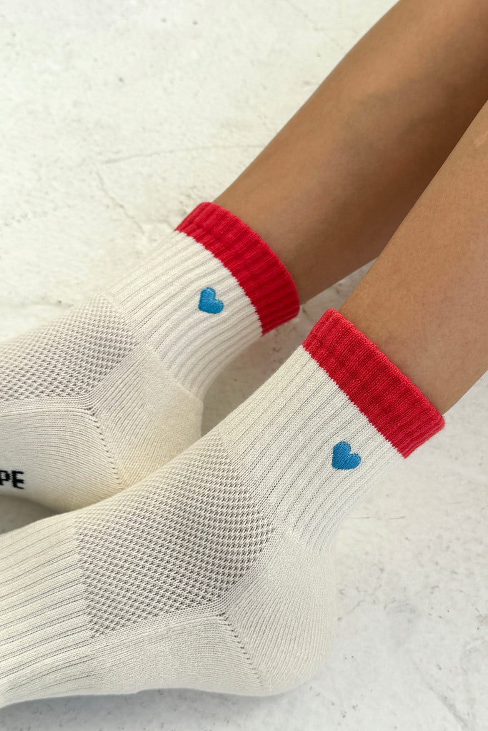 Colour Block Girlfriend Socks - Red & Blue
