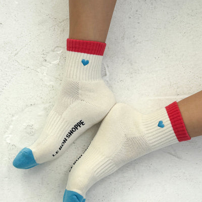 Colour Block Girlfriend Socks - Red & Blue