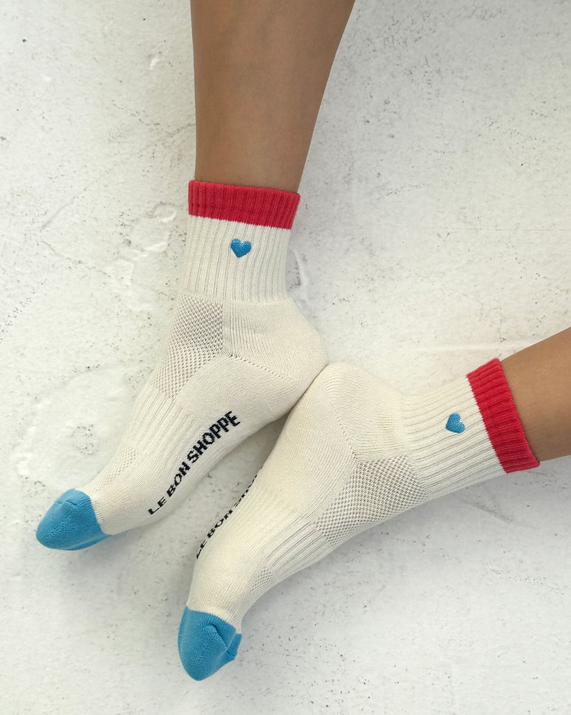 Colour Block Girlfriend Socks - Red & Blue