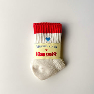 Colour Block Girlfriend Socks - Red & Blue