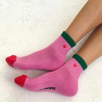Colour Block Girlfriend Socks - Rose & Green