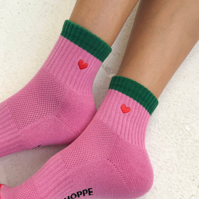 Colour Block Girlfriend Socks - Rose & Green