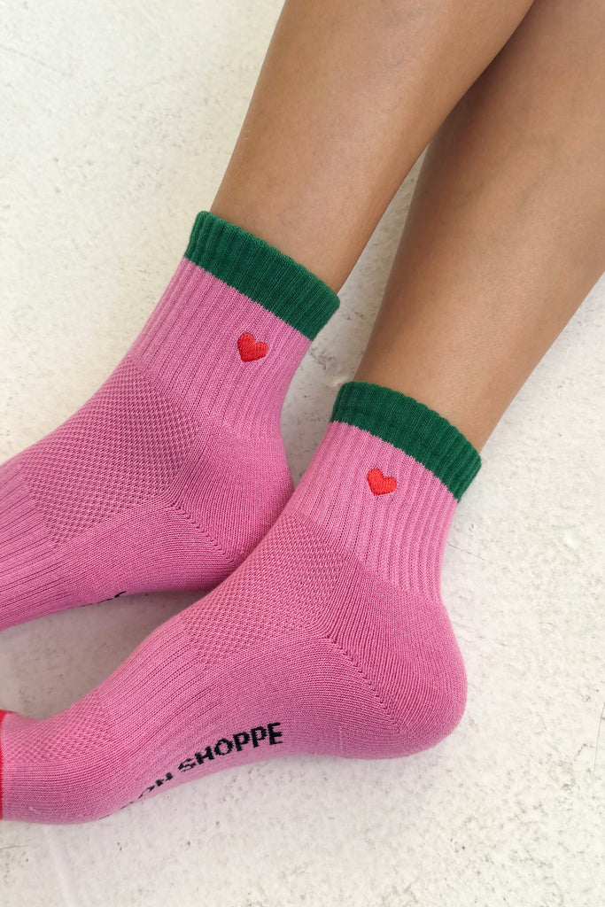 Colour Block Girlfriend Socks - Rose & Green