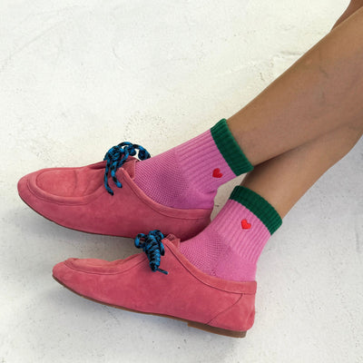 Colour Block Girlfriend Socks - Rose & Green