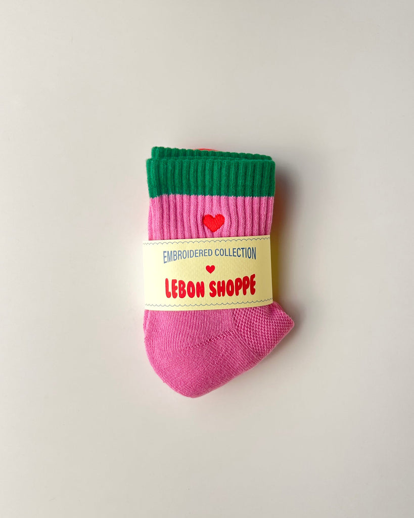 Colour Block Girlfriend Socks - Rose & Green