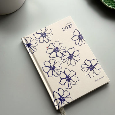 2027 Weekly Diary - Blue Flowers