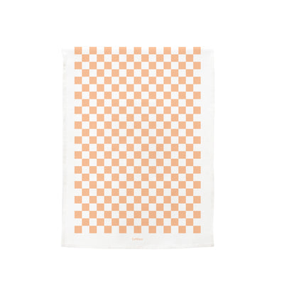 Peach Checkers Tea Towel