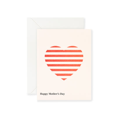 Card - Mother's Day Red Stripe Heart