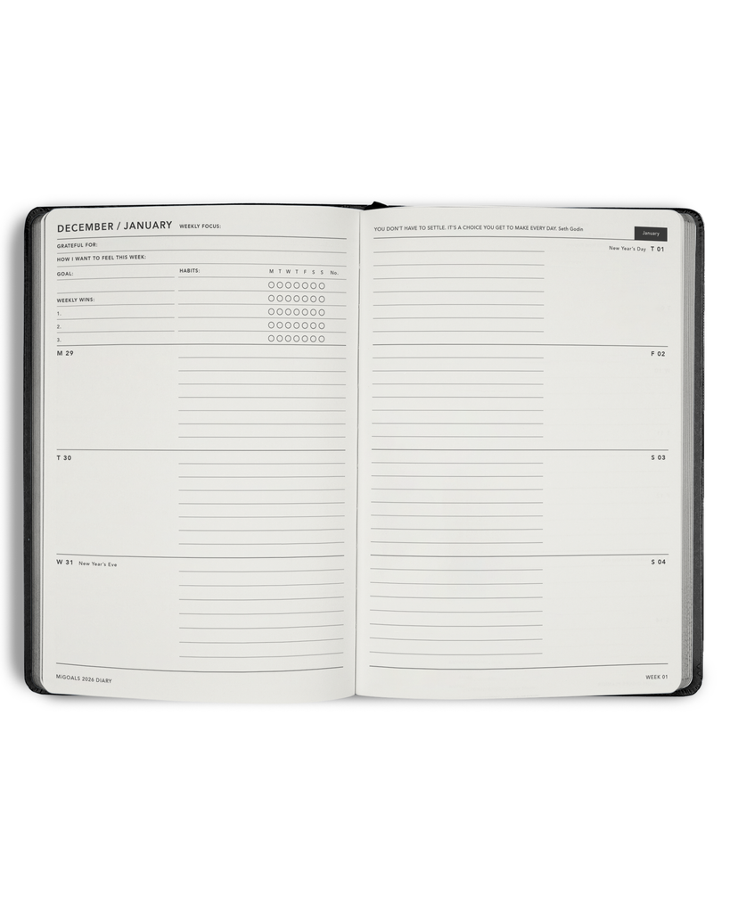2026 Classic Weekly Diary - Black