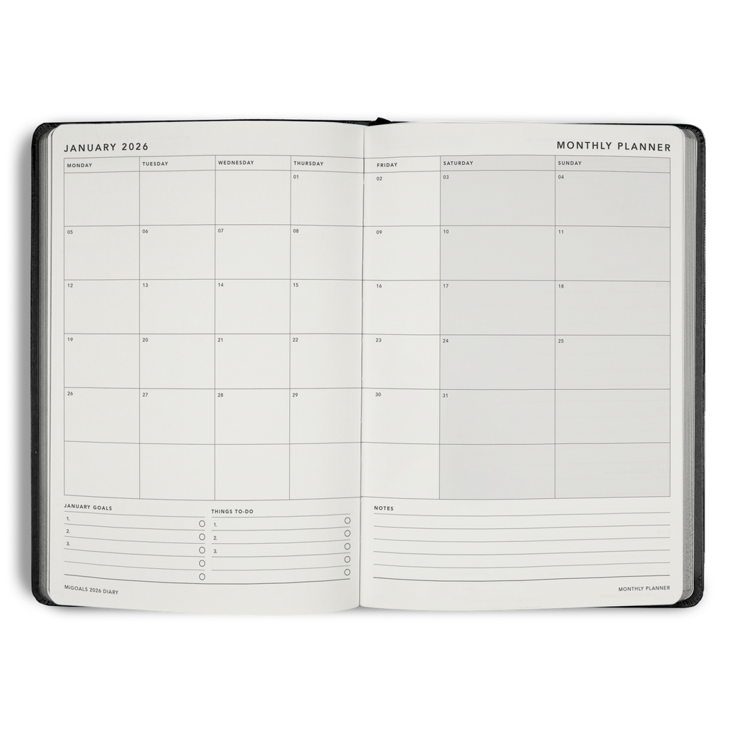 2026 Classic Weekly Diary - Black