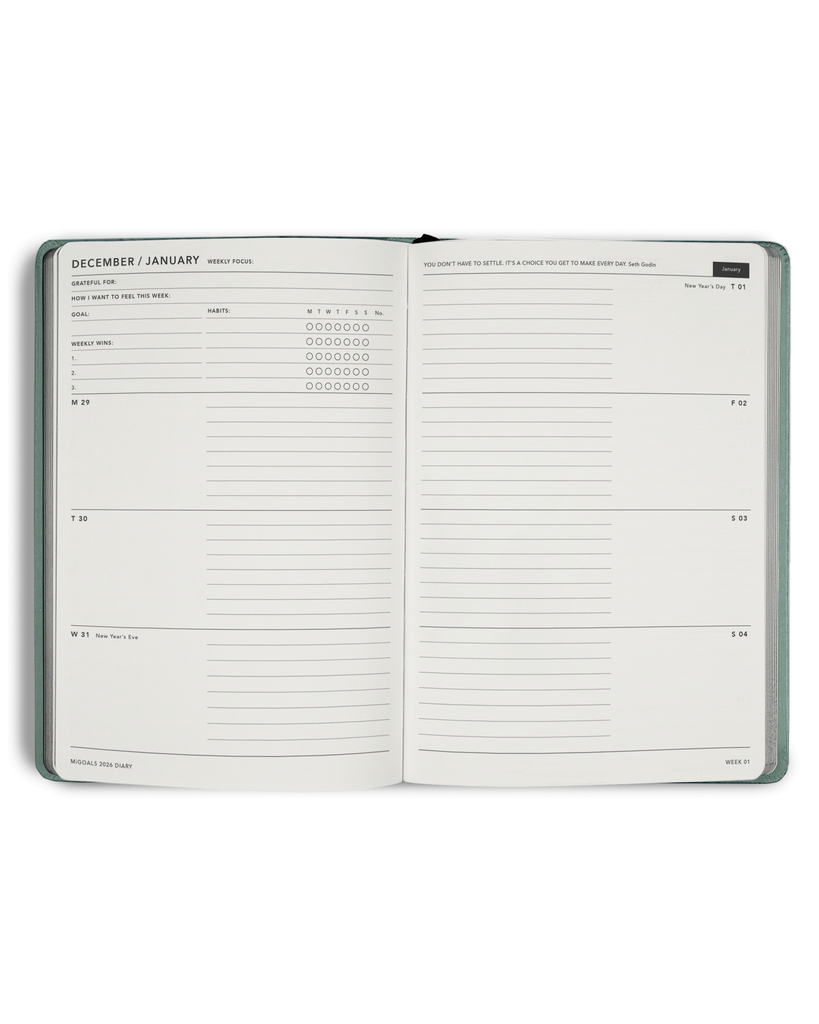 2026 Classic Weekly Diary - Sea Green