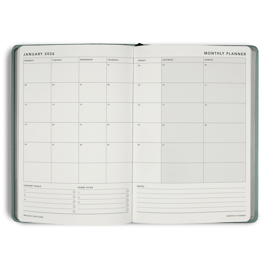2026 Classic Weekly Diary - Sea Green