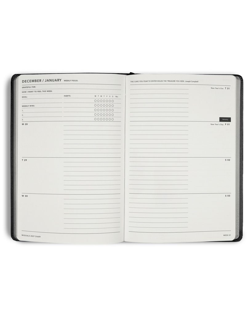 2027 Classic Weekly Diary - Black