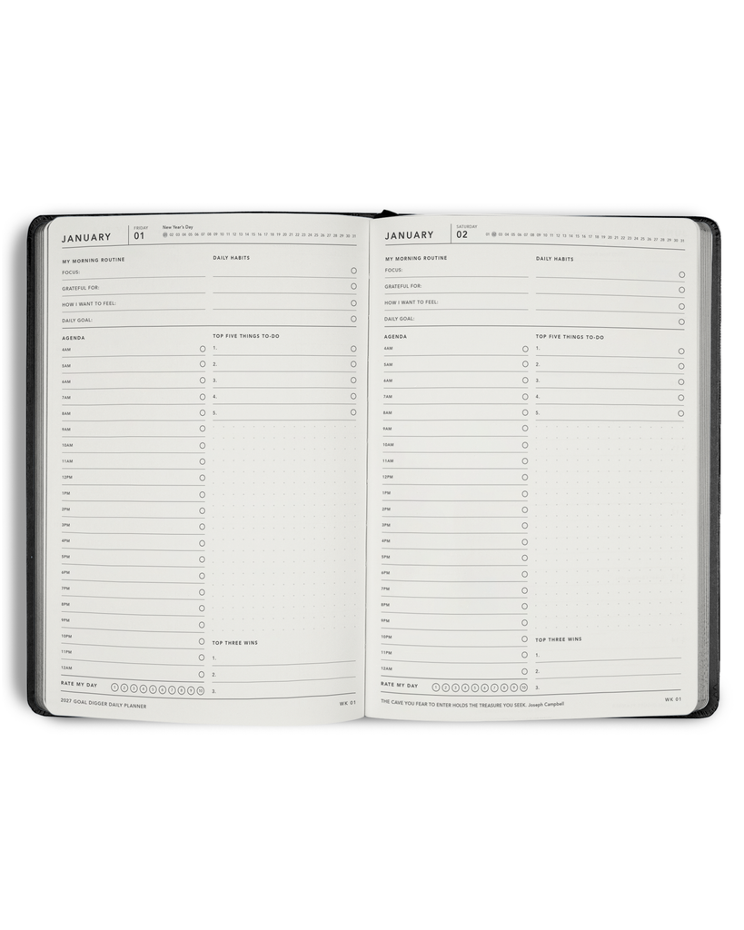 2027 Goal Digger Daily Diary - Black