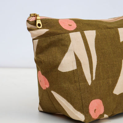 Paper Plane - Mosey Me - Olive Poppy Cosmetic Case