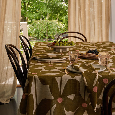 Paper Plane - Mosey Me - Olive Poppy Tablecloth