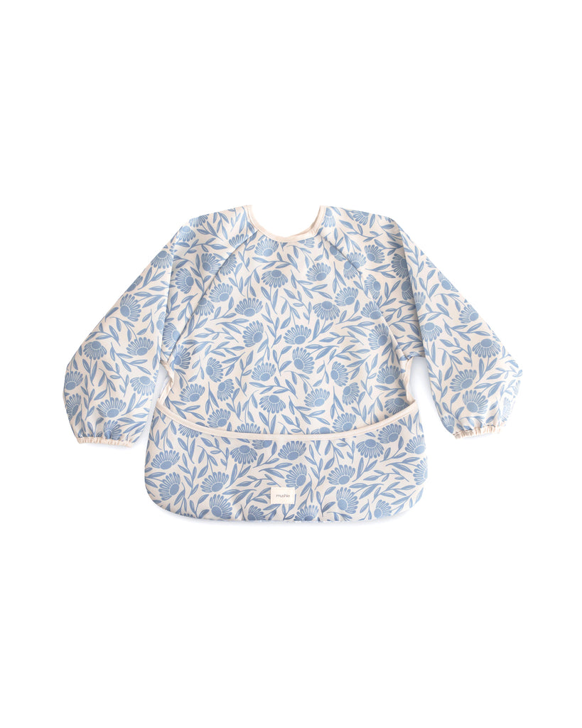 Long Sleeve Bib - Blue Flowers