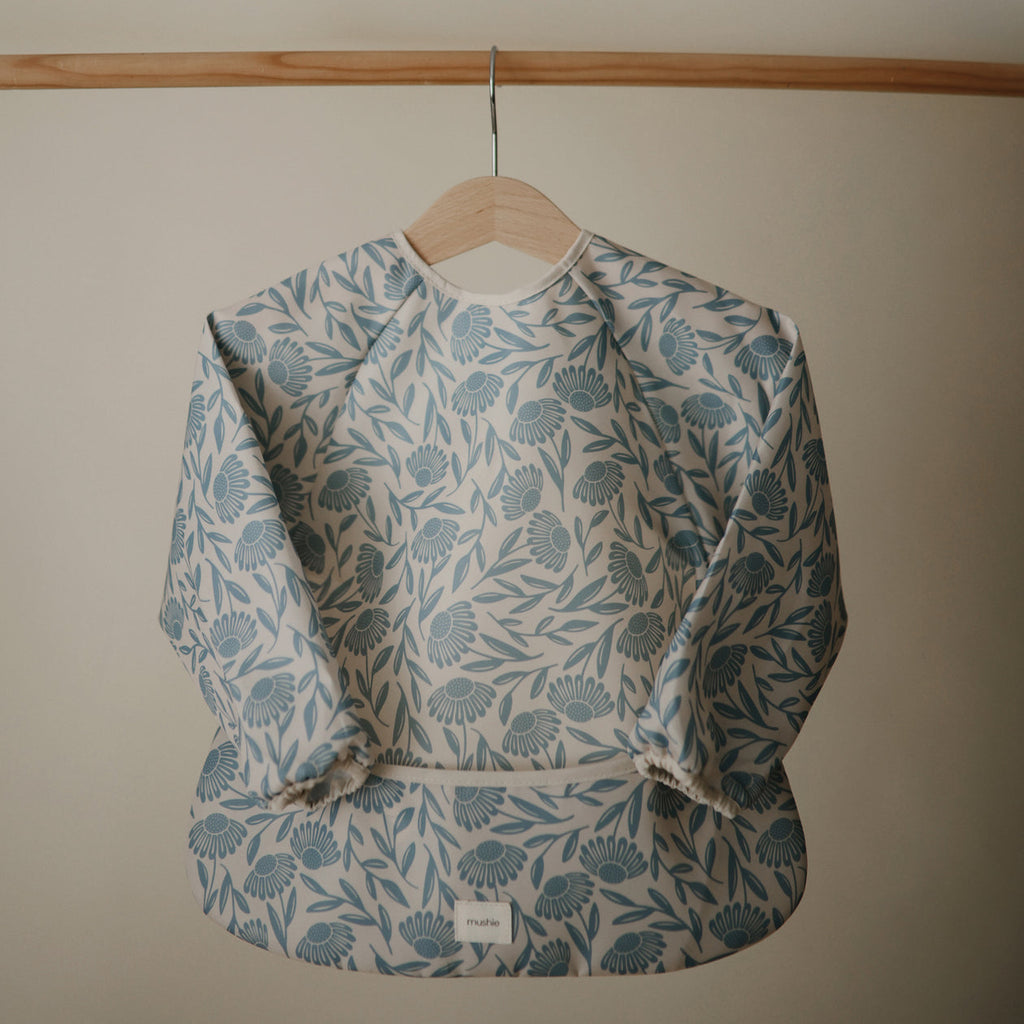 Long Sleeve Bib - Blue Flowers