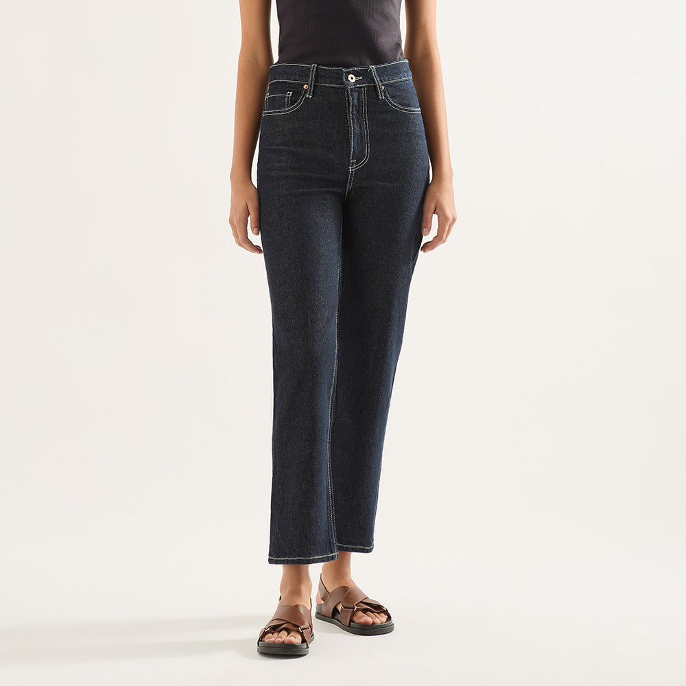 Zoe High Rise Straight Crop Jean Rinse