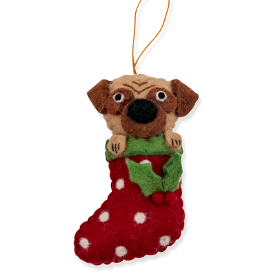 Christmas Decoration - Pug in a Stocking