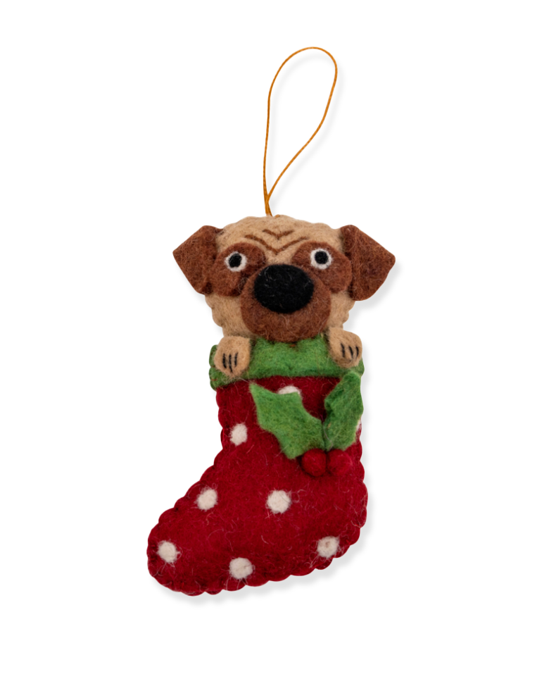 Christmas Decoration - Pug in a Stocking