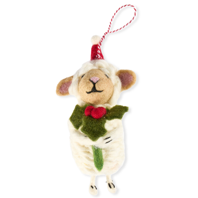 Christmas Decoration - Sheep with Holly