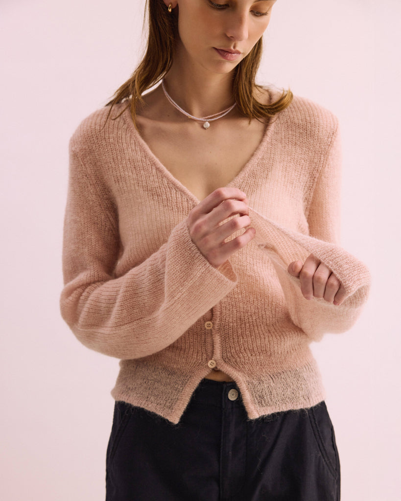 Lotus Mohair Cardi - Pink