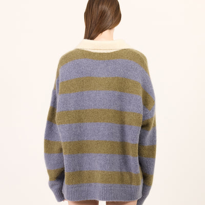 Stripe Mohair Knit Polo
