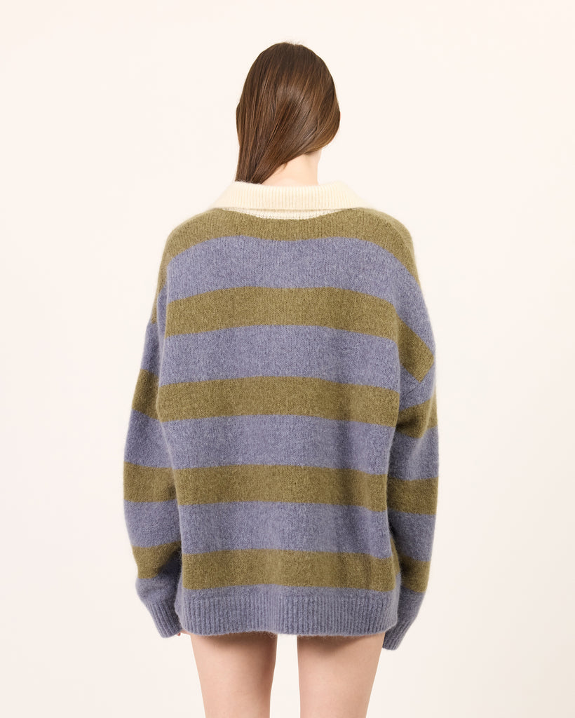 Stripe Mohair Knit Polo