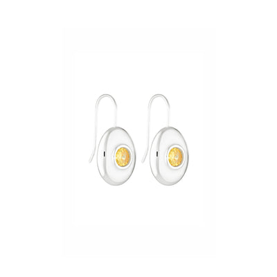 Heritage Drop Earrings - White Gold & Citrine
