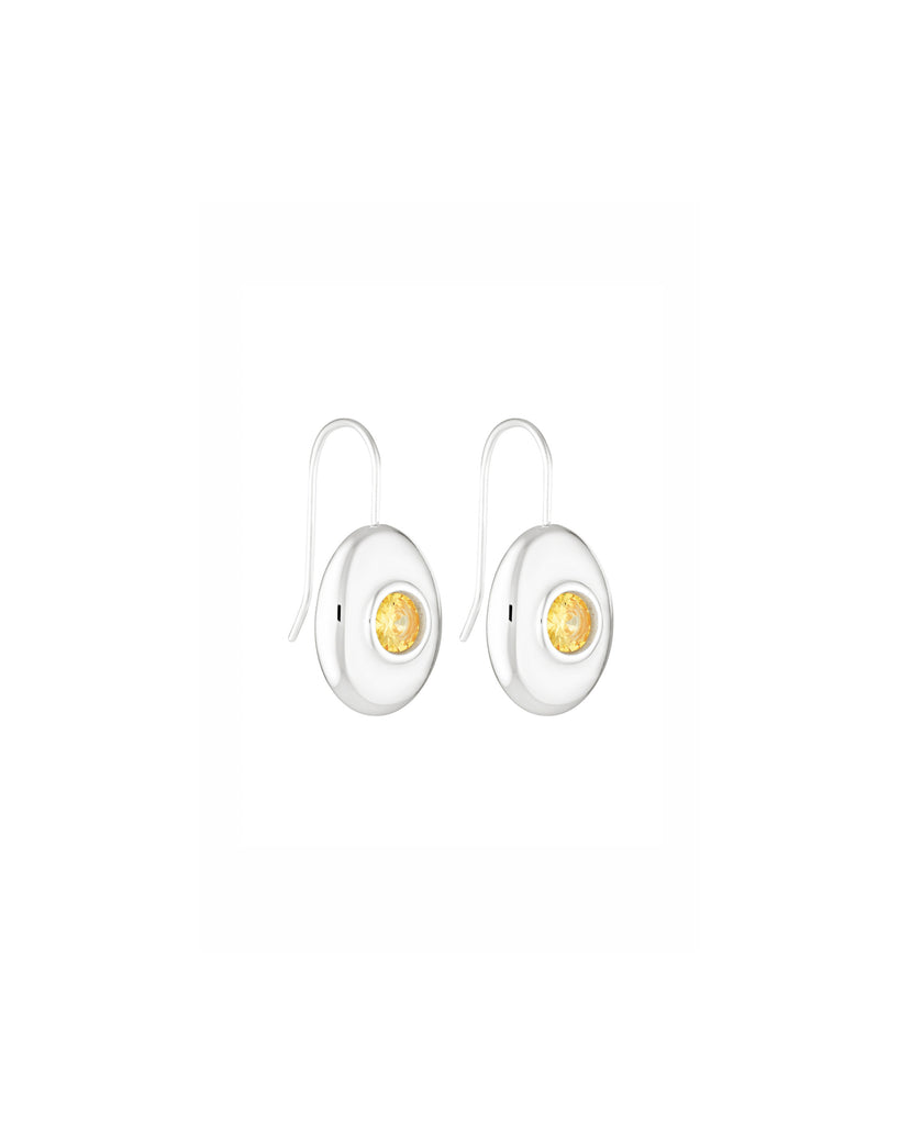Heritage Drop Earrings - White Gold & Citrine